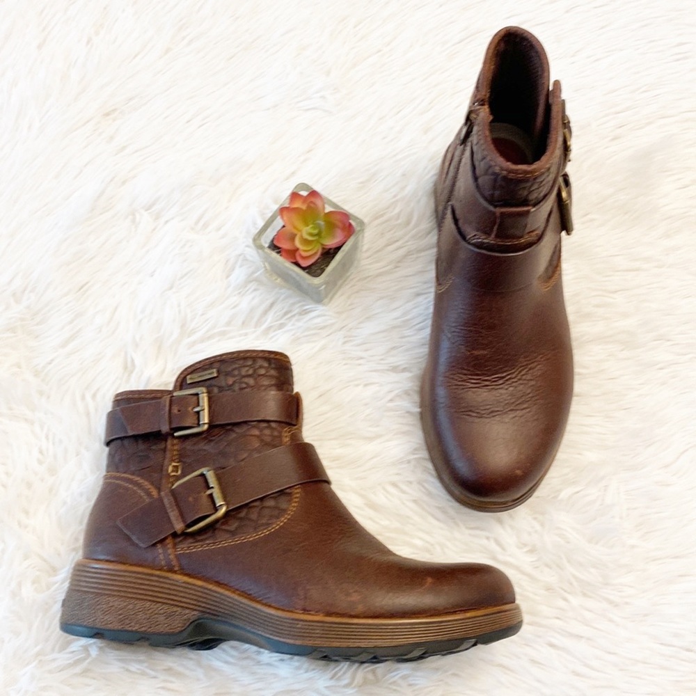 NEW BLONDO x Zappos | Brown leather waterproof heel combat ankle boots women 6 - Picture 4 of 9